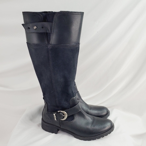 Timberland Shoes - Timberland Earthkeepers Bethel Black Suede Leather Mid Calf Buckled RidingBoots